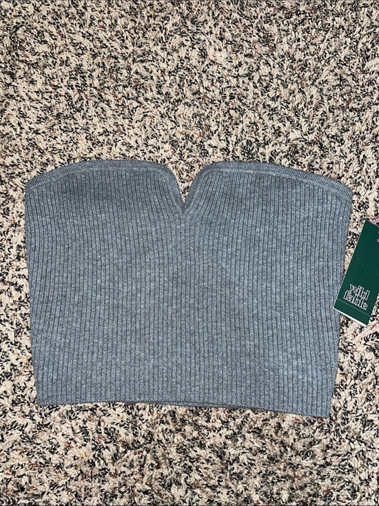 wild fable Tops - wild fable Heather Gray Ribbed Strapless Notch Tube Top Cropped M NWT
